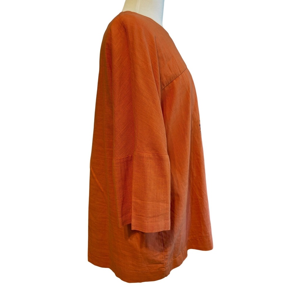 Zanzea Tunic Top Women 4XL Orange NEW Dandelion Print 3/4 Sleeve Oversized Boho - Picture 4 of 6